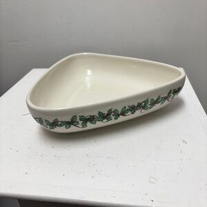 Vintage Claire Burke Christmas Garland Bows Porcelain Dish Handpainted